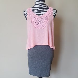 Poof Pink Sleeveles Crochet Crop Top